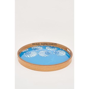 Patrón único Última llegada Boda y fiestas Mesa Centro de mesa y decoración Bandeja de madera de forma redonda con esmaltado desde el interior - Product Image 1