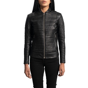 Nuevas llegadas Slim Fit Ladies Color marrón Biker Lather Chaqueta de cuero para motocicleta Mujeres PU Leather Biker Jacket - Product Image 1