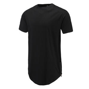 Camiseta de Manga Corta para Hombre, Cuello Redondo, Mezcla de Algodón, Transpirable, con Cierre de Cremallera, Color Sólido, Personalizable con Logotipo OEM - Product Image 1