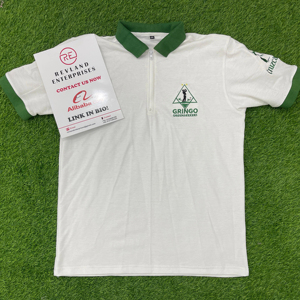 Cremallera de cuarto de algodón 100% para polos con logotipo bordado Tela de lona de patrón sólido - Product Image 1