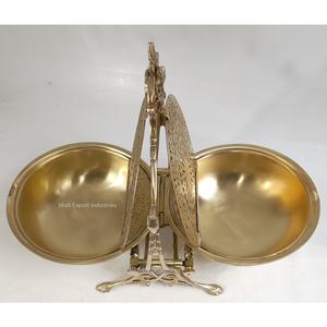 Elegante Caja de galletas de doble concha de latón, plato plegable para servir, caja de barril de galleta dorada, Caddy de galleta victoriano - Product Image 1