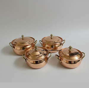 Juego de calentadores de cobre martillado de lujo, cacerola moderna para cocinar y servir, con asas de latón resistentes al calor, ecológico - Product Image 4