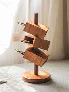 Boîte de rangement de bureau en bois pour crayons et fournitures de papeterie - Product Image 3