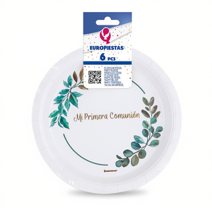 Platos para Fiesta Eurofiestas de 23 cm, Mi Primera Comunión, Artículos Elegantes para Eventos Religiosos, 6 Piezas - Product Image 2