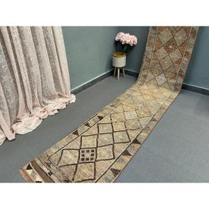 2.1x12 ft Turkish Vintage <b>Rug</b>, <b>Runner</b> <b>Rug</b>, Brown Herki Floral <b>Rug</b> - Product Image 2