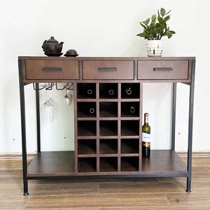 Wooden Industrial Design <b>Table</b> with Integrated Wine Rack - Product Image 6