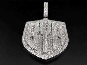 Moissanite Diamond Sparkling Pendant Iced Out 925 Sterling <b>Silver</b> Hip Hop Luxury Statement Party Wear Pendant For Men Women - Product Image 1