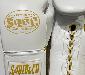 Leather Piping Boxing <b>Gloves</b> White <b>Lace</b> up Boxing Sparring <b>Gloves</b> & Punching <b>Gloves</b> for Training - Product Image 5