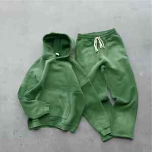 Chándal de Invierno de Alta Visibilidad con Lavado Ácido, Color de Moda, Servicio OEM, Logotipo Bordado, Sudadera con Capucha y Cremallera Única, Nuevo Diseño, para Hombre, Grueso - Product Image 3