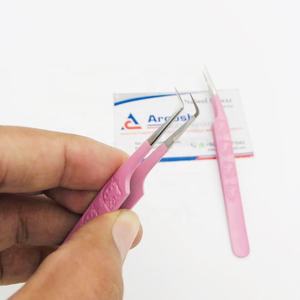 Haute qualité durable en acier inoxydable Fiber pointe isolation 90 degrés professionnel rose pince à épiler Extension de cils Aroosh Corp - Product Image 1