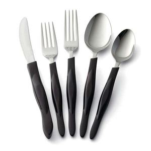 Design à la mode Offre Spéciale élégant en acier inoxydable plaqué argent couverts vaisselle personnaliser Logo épais rond poignée en résine - Product Image 3