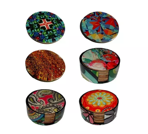 Different Style Shape & Design Wooden & Resin Enamel Print Tea Cup <b>Mats</b> Pads Modern Style Household Dinnerware Glass Coaster - Product Image 6