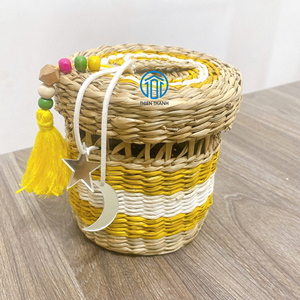 กล่องเก็บของผักตบชวาถักมือพร้อมฝาปิดสำหรับเดือนรอมฎอนคารีมีอิดมูบารักชาติอาหรับบรรจุภัณฑ์ของขวัญวันหยุด - Product Image 2