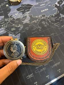 Boussole de poche victorienne citation boussole en laiton nautique Premium en laiton avec chaîne en cuir en cadeau fait main Antique - Product Image 5