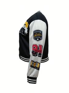 Veste universitaire à forte demande pour femmes-Prix de gros Offre Spéciale design court élégant avec des patchs brodés personnalisés - Product Image 4