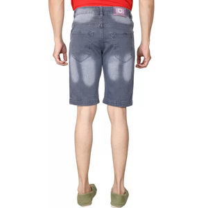 กางเกงขาสั้นผ้ายีนส์ของผู้ชายกางเกงขาสั้นผ้าฝ้ายฟอกสีเอวแบบลำลอง - Product Image 5