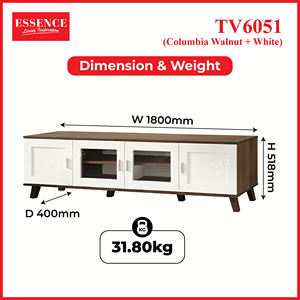 Meuble TV moderne en aggloméré de bois pour salon TV6051 (noyer colombien blanc) 2 portes en verre + 2 portes en bois Convient à un téléviseur de 65 pouces - Product Image 6