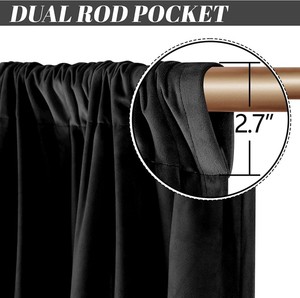 Rideaux noirs en velours pour le salon Panneaux de rideaux bloquant la lumière longue Rideaux de poche pour chambre à coucher/Verre coulissant 42*96 pouces - Product Image 4