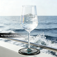 Gobelet à vin moderne de luxe 440 ml incassable, sans BPA, en plastique réutilisable, transparent avec aimant pour yachts