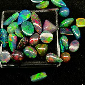 12-16มม. โอปอลทรงหลังเบี้ยสีดำแบบหลายระดับฉูดฉาดโอปอลทรงนูนสีดำสำหรับทำเครื่องประดับ - Product Image 3