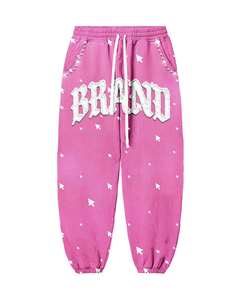 Ensembles deux pièces surdimensionnés pour hommes, sweat à capuche et pantalon brodés, survêtements en coton, survêtements en pierre du Rhin personnalisés - Product Image 6