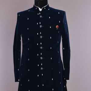 NEW STYLISH MEN SHERWANI DRESS on VELVET FABRIC WITH MATCHING SHOE for MEN for PARTY-WEAR/WEDDING Dress @ 2022 - Product Image 1