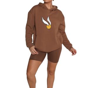 OEM 100% coton sweat à capuche haut court deux pièces ensemble dames vêtements d'été personnalisé ensembles courts femme deux pièces ensembles pour filles - Product Image 1