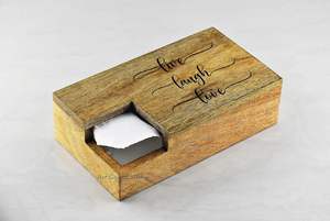 Live Laugh Love Tissue Box Cover Matt | Soporte y cubierta de caja de pañuelos de madera para mesita de noche de escritorio de oficina (Mango) - Product Image 5