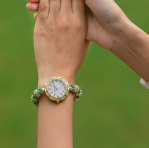 Elegant Looking Women's Indian Style Jadau Wrist <b>Watch</b> Luxury Quartz Timepiece with Jadau Beads Dial Wrist <b>Watch</b> For Women - Product Image 3