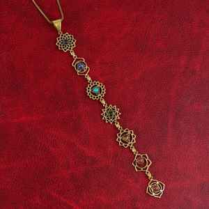 Nouveau collier en laiton pour femmes, plaqué argent et or, pendentif 7 chakras, pendentif plaqué or pour femmes et filles - Product Image 1
