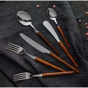 Juegos de Cubiertos de Acero Inoxidable para Cocina y Restaurante, Juegos de Cubiertos con Mango de Madera de Bambú para Hotel - Product Image 2