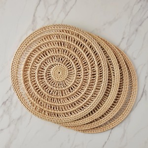 Mantel Individual de ratán tejido redondo elegante, mesa de comedor tapete de hecho a mano, decoración de placa de cargador resistente al calor - Product Image 1