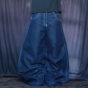 Jeans en denim pour homme de haute qualité, sur mesure, à grandes poches, surdimensionnés, taille plus, jambes larges, baggy, empilés - Product Image 1