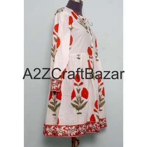 Handmade Digital Printed Floral Casual Eco-Friendly Cotton V-Neck <b>Long</b> Sleeve Midi Bodycon <b>Dress</b> with Washable Fabric - Product Image 4