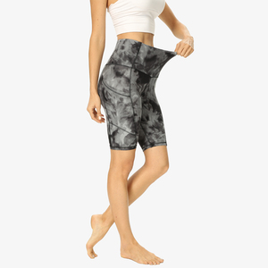 Shorts de sport et de course taille haute élastique délavé avec poche invisible, légers, pour le yoga - Product Image 6