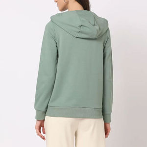 Sudadera con Capucha de Alta Calidad, Personalizada, de Algodón/Poliéster, Informal, de Manga Larga, con Cremallera, para Mujer, Estilo Urbano, con Bolsillo, Tinte Liso - Product Image 4