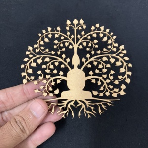 Rejilla de madera sin terminar Buda tallado colgante de pared Geometría Sagrada arte pared de madera decoración del hogar técnica pulida - Product Image 3