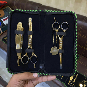 ชุดกรรไกรตัดผม6 1/2สีทองแบบมืออาชีพชุดเครื่องมือจัดแต่งทรงผมอเนกประสงค์คุณภาพสูงทนทาน3ชิ้น - Product Image 4