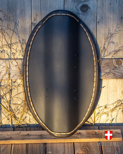 โล่ PA vise ทรงรีสำหรับต่อสู้, โล่ฮีตเตอร์โล่โล่ไม้แบบกำหนดเองสำหรับ reenactment ต่อสู้หัตถกรรม Calvin - Product Image 1