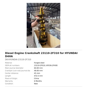 Vilebrequin de moteur diesel 23110-2F310 pour HYUNDAI D4HA - Product Image 2