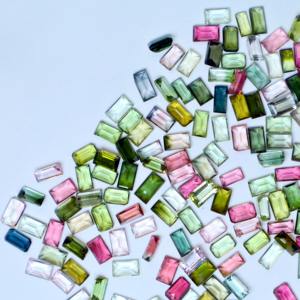 Tourmaline naturelle 3x5mm coupe baguette pierre précieuse multicolore en gros pour la fabrication de bijoux - Product Image 5