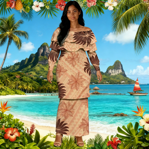 Polynesian Tribal in đảo puletasi tùy chỉnh thiết kế cộng với kích thước dài tay áo 2 mảnh mới samoan puletasi thiết kế và phong cách - Product Image 2