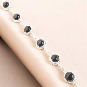 Black Zircon Charm Luxury Gemstone <b>Bracelet</b> Handmade 925 <b>Sterling</b> <b>Silver</b> Jewelry Elegant for <b>Women</b> Gift - Product Image 2
