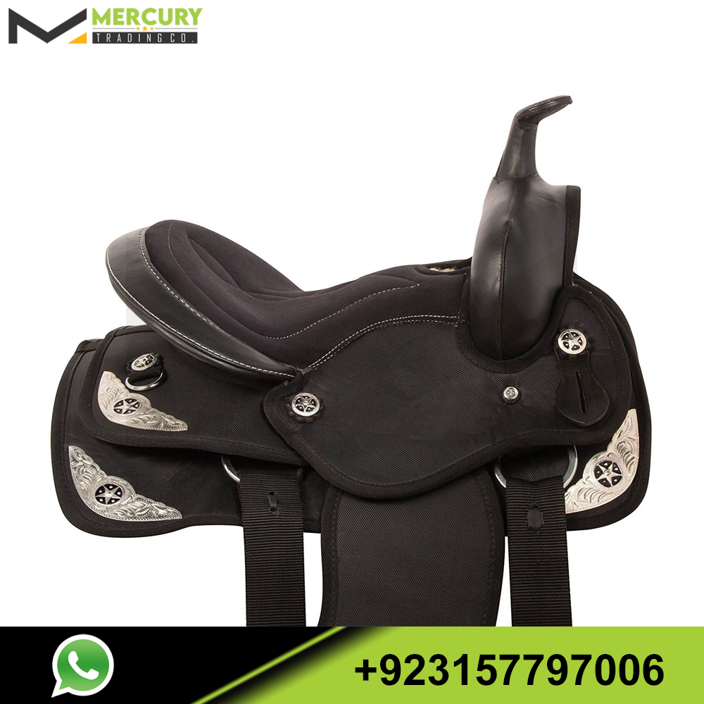 Selle Western Confortable Ridex Pour Cheval - Taille 15" Synthétique, Noir/violet, Barrel Racing