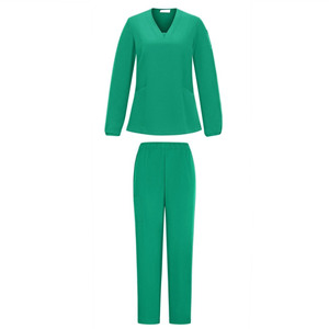 Hospital <b>Doctor</b> Uniform Extended Long Sleeve Medical Scrubs <b>Set</b> 100% Cotton Breathable Comfortable Unisex - Product Image 4