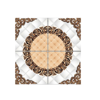 Carrelage mural et de sol en puzzle, effet tapis, décoratif, en porcelaine polie brillante, luxe, noir doré, motif traditionnel, or, pour la chambre