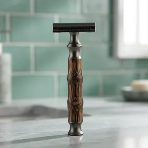 มีดโกนหนวดสองใบมีดสแตนเลส ด้ามไม้ Morgans Industries สำหรับโกนหนวดผู้ชาย ใช้ในร้านตัดผม - Product Image 2