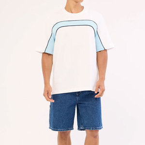 เสื้อยืดผ้าฝ้ายถักแบบเป็นมิตรต่อสิ่งแวดล้อม 100% สำหรับฤดูร้อน น้ำหนัก 220 กรัม ระบายอากาศได้ดี ทรงหลวม ดีไซน์ลายแผงแบบกำหนดเองได้ - Product Image 1