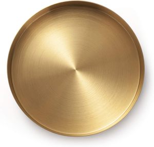 Plateau rond en or en acier inoxydable bijoux maquillage bougie plaque plateau décoratif 5.5 pouces - Product Image 2