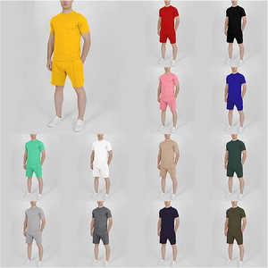 Conjuntos cortos de 2 piezas de lino personalizados para hombre, camisas y pantalones cortos de manga corta de color sólido de verano, conjuntos térmicos de dos piezas - Product Image 1